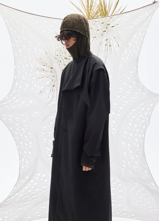 Wave Lapel Trench Coat