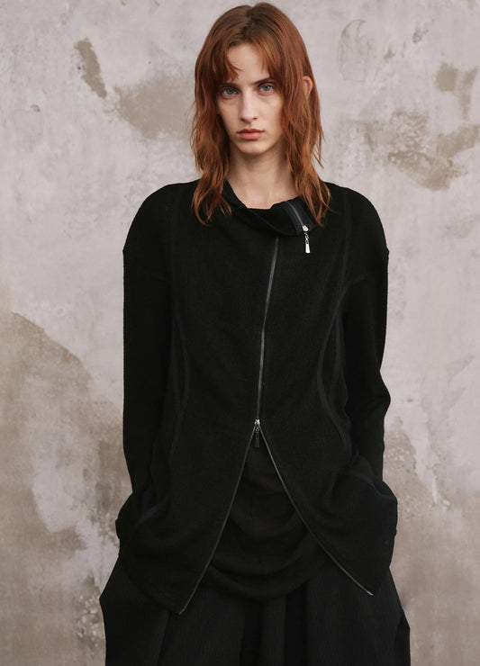 Curved Zip Cardigan