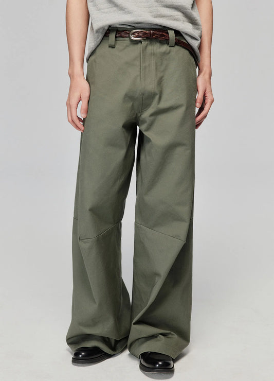 Darted Wide Cotton Trousers