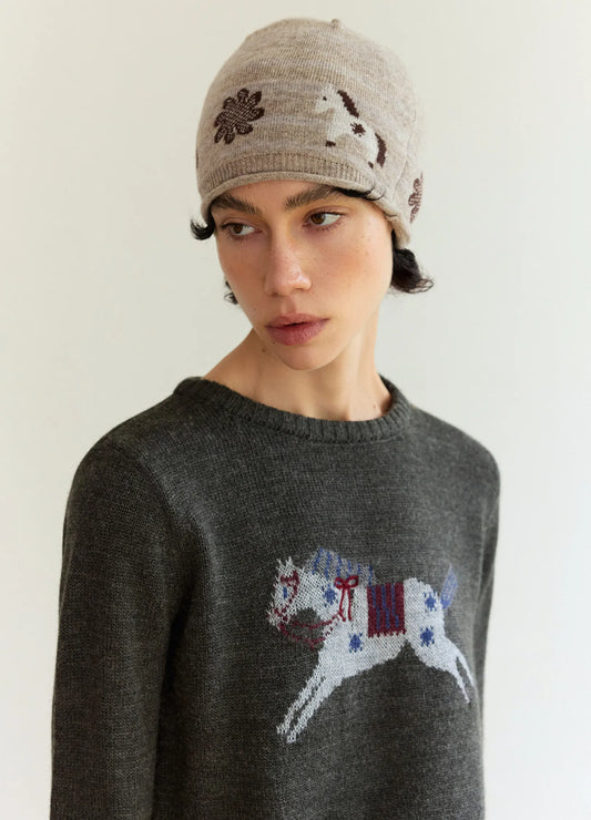 Jacquard Pony Beanie
