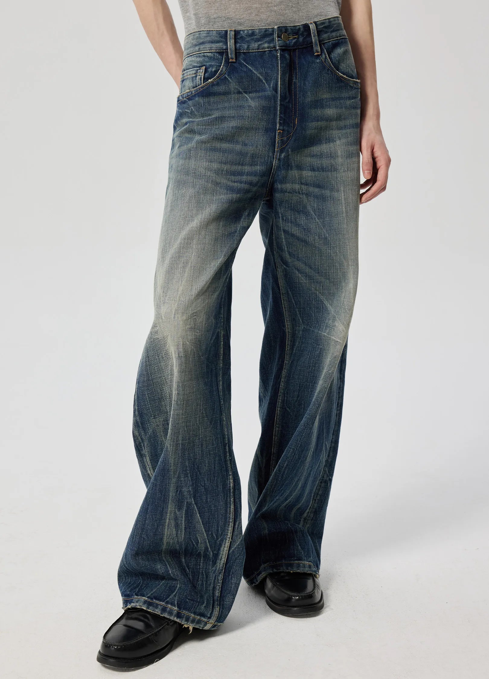 パンツ Civarize 00s damage whiskers denim pants CIVARIZE Grey Bootcut Denim Early 00s | Visual Kei Jeans – DRIEW