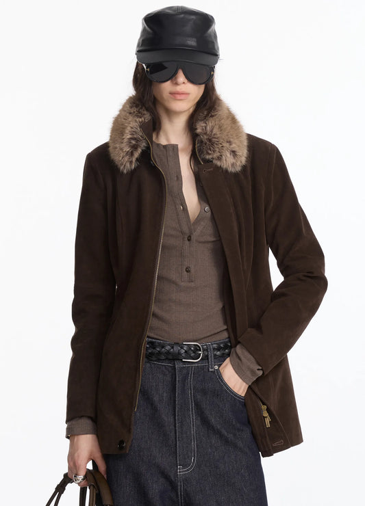 Suede Fur Long Coat