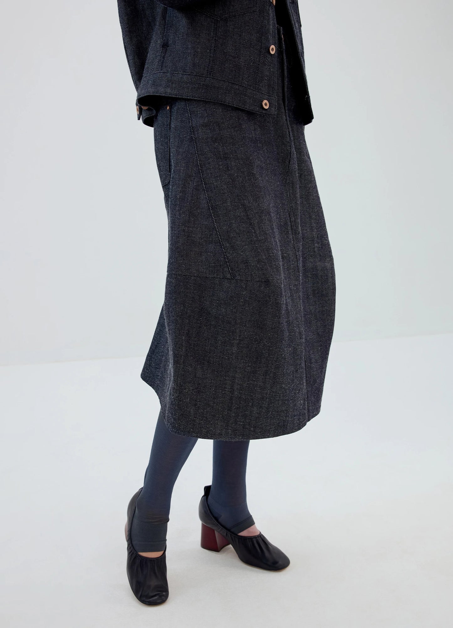 3D Cut Denim Skirt