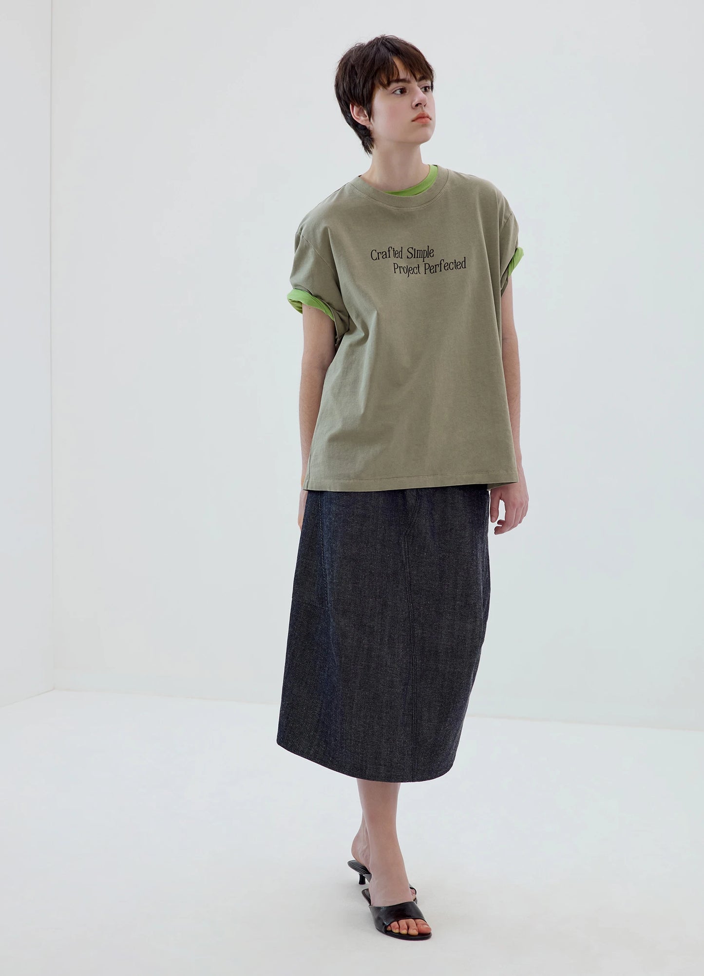 3D Cut Denim Skirt