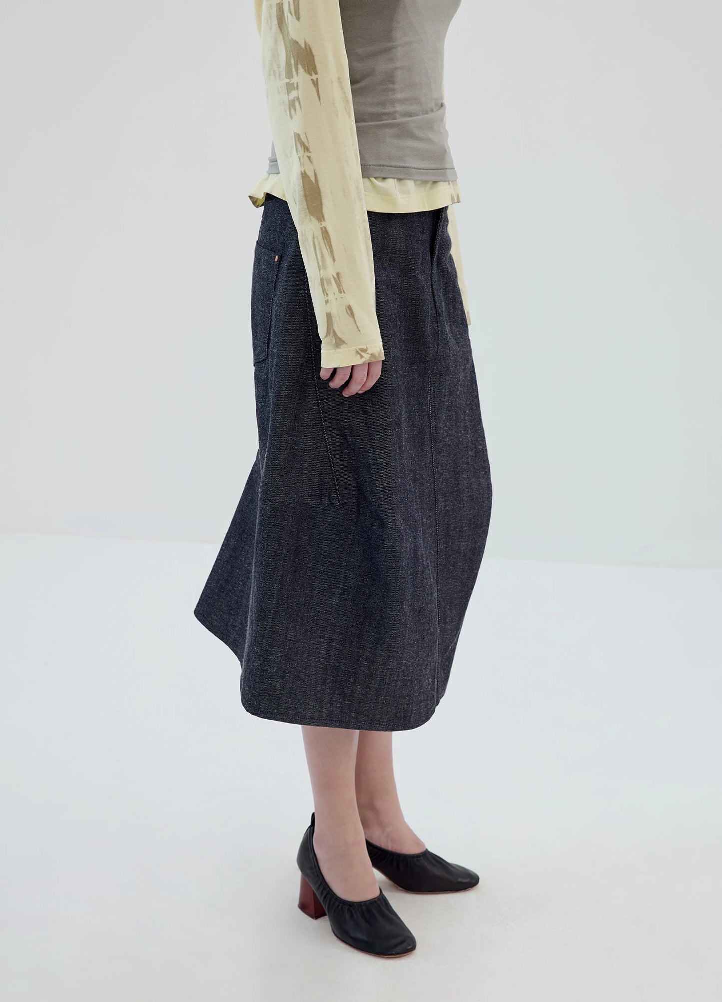 3D Cut Denim Skirt