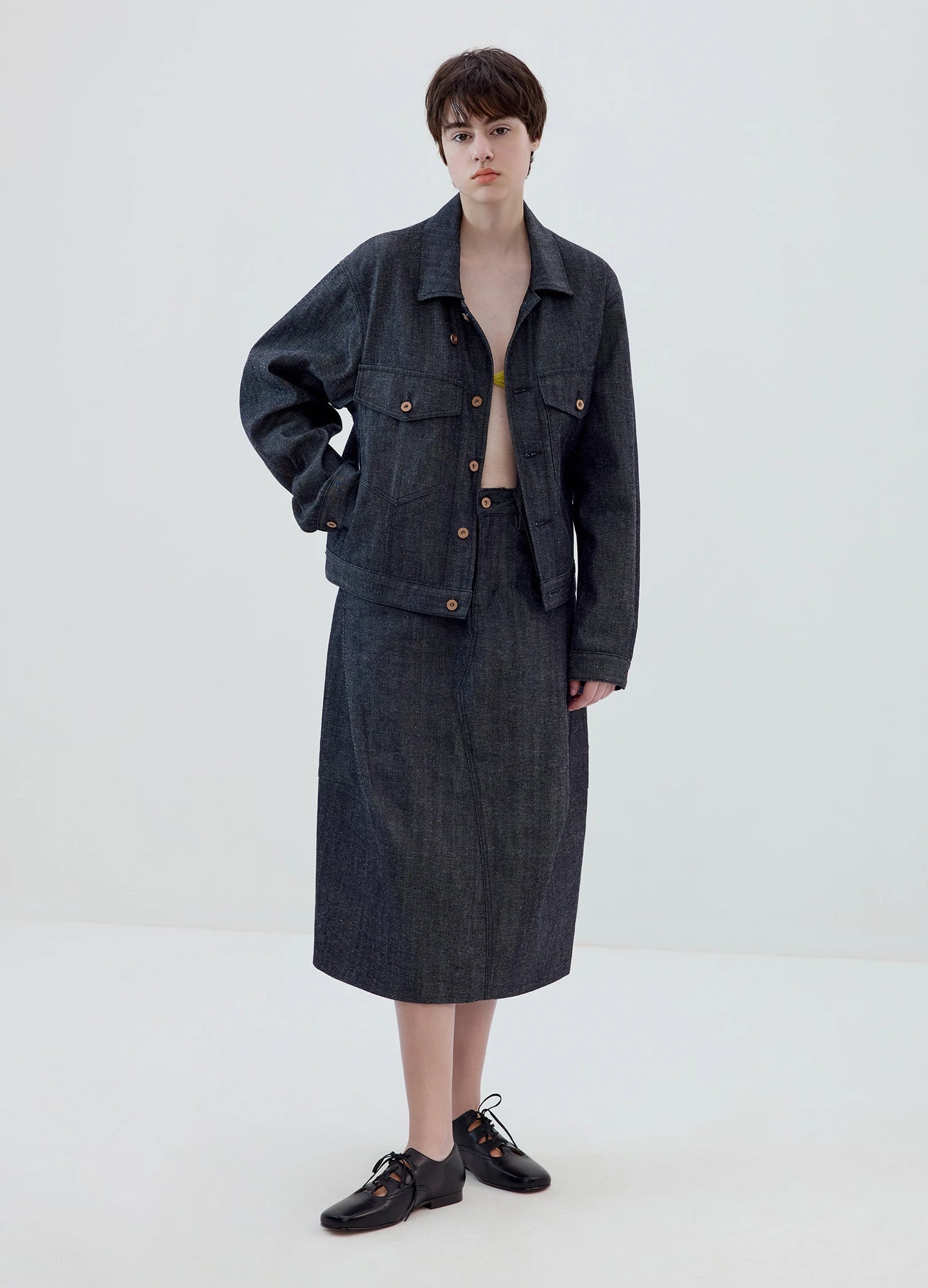 3D Cut Denim Skirt