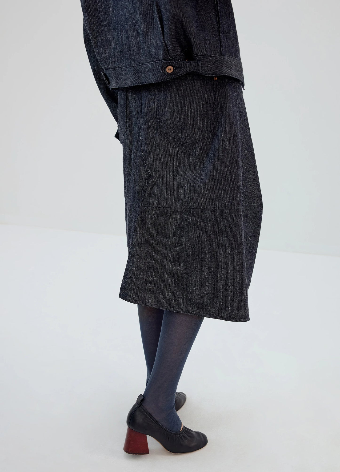 3D Cut Denim Skirt