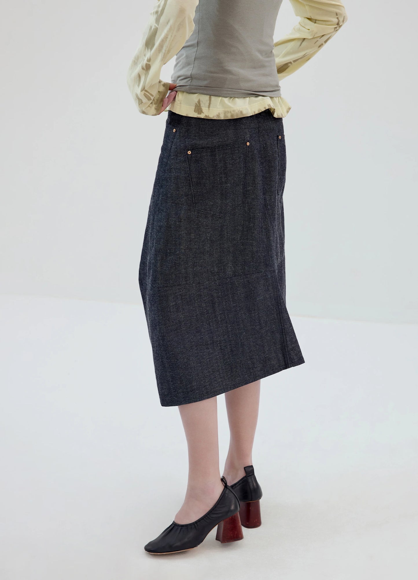 3D Cut Denim Skirt