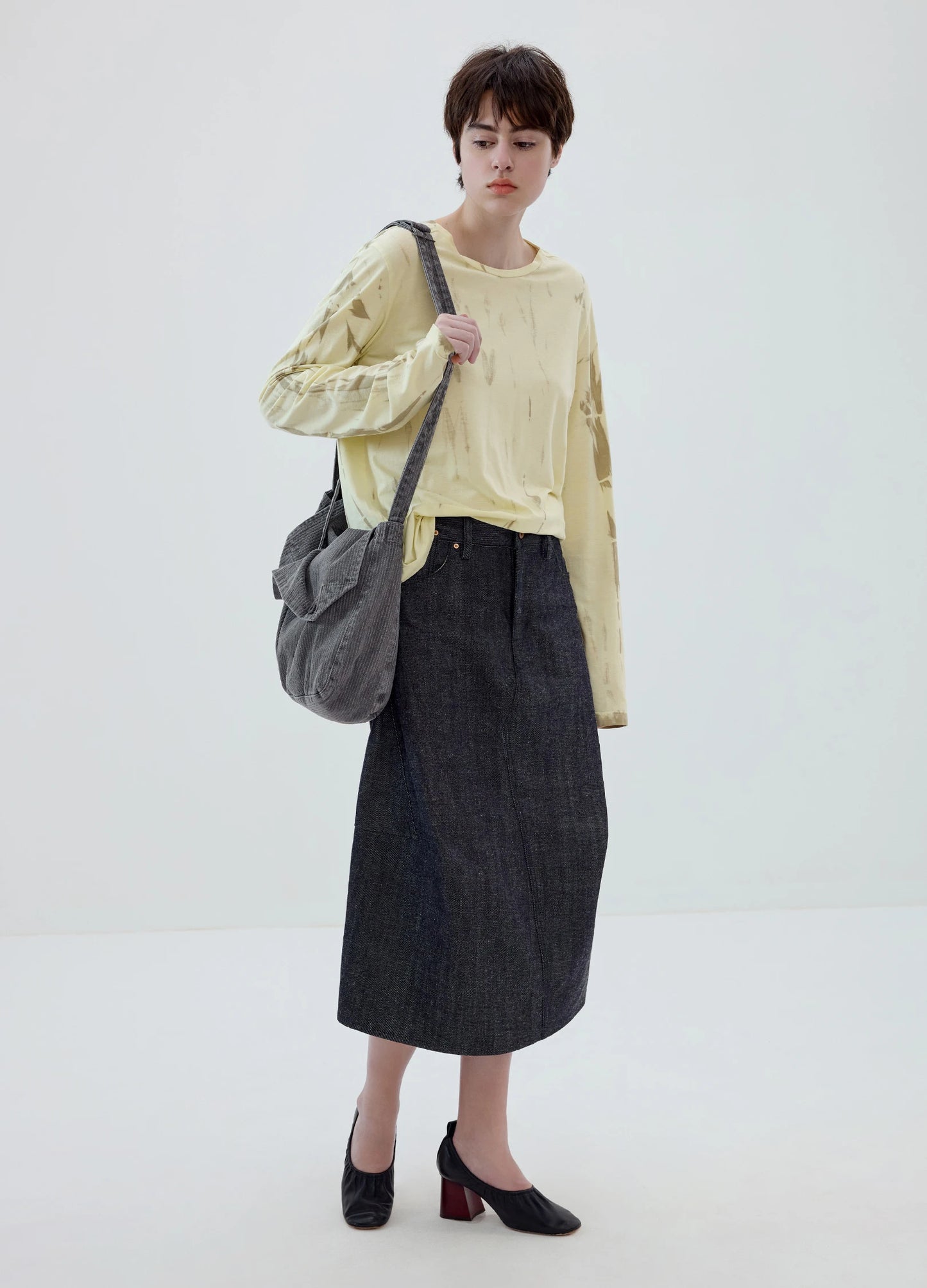 3D Cut Denim Skirt