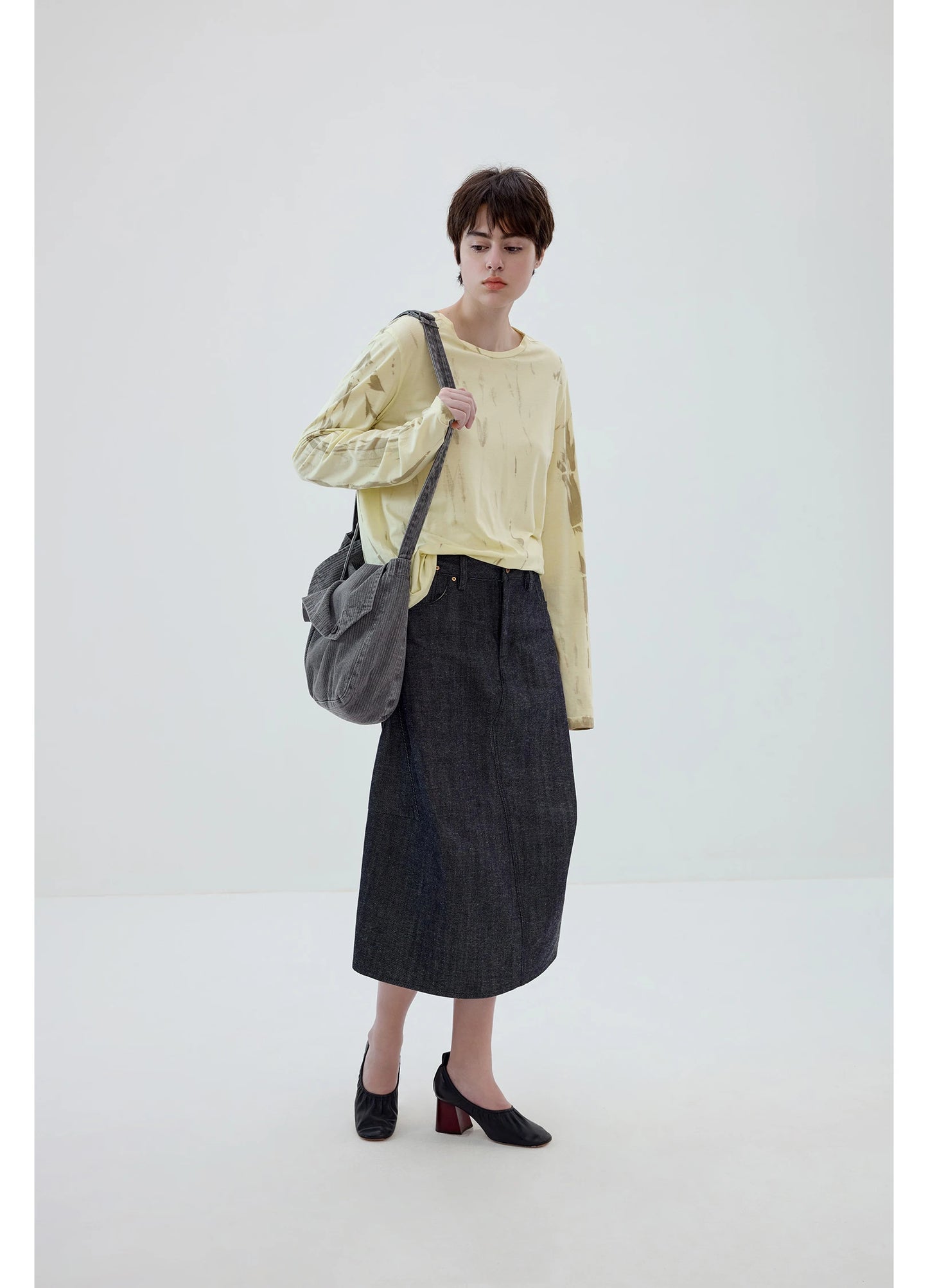 3D Cut Denim Skirt