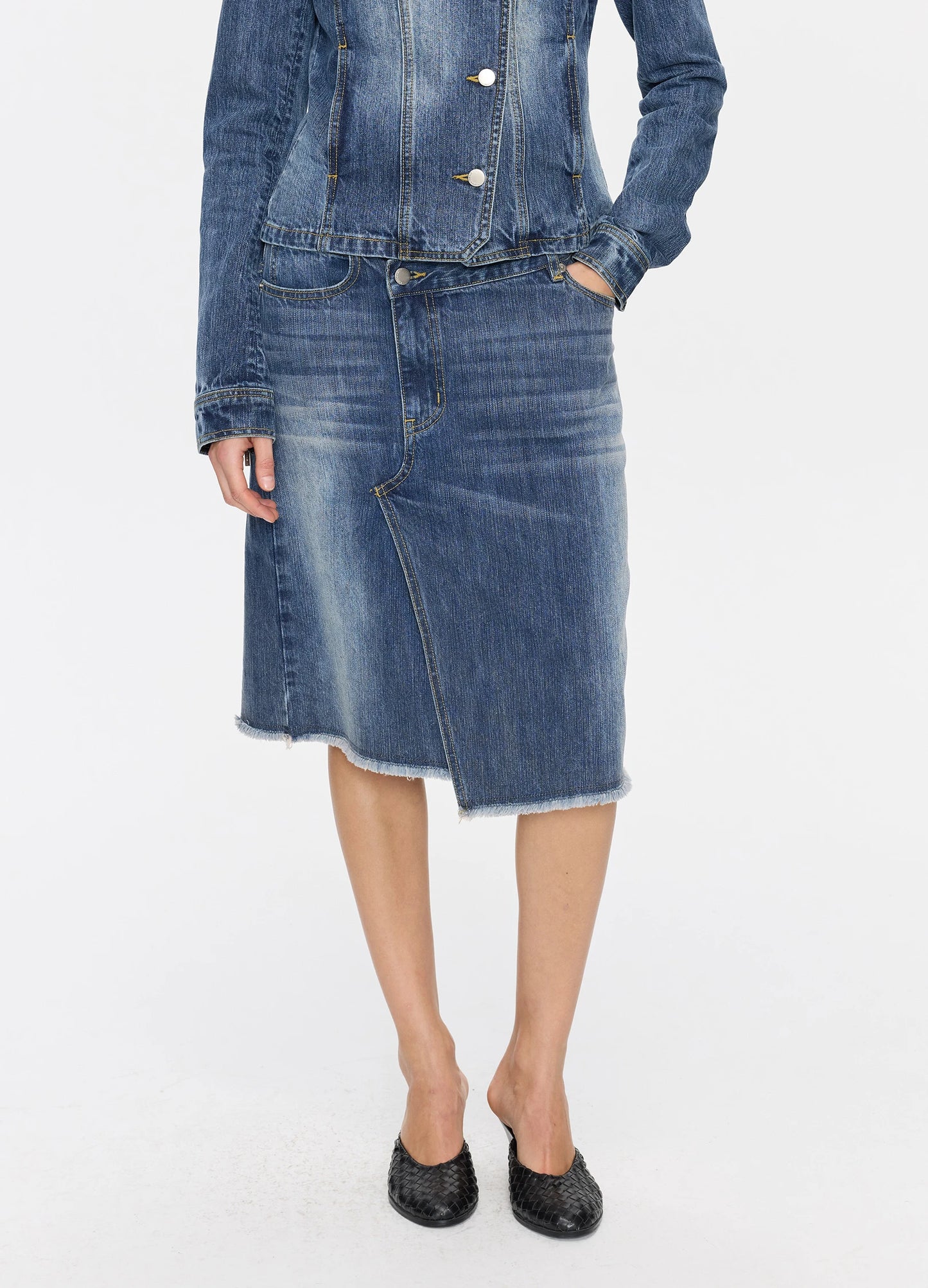 Asymmetric Denim Skirt