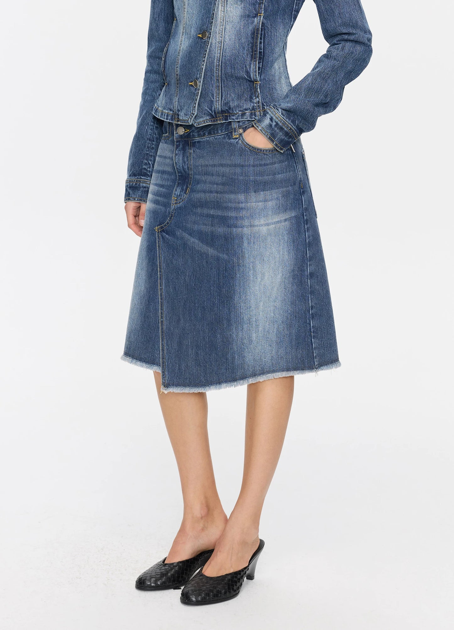 Asymmetric Denim Skirt