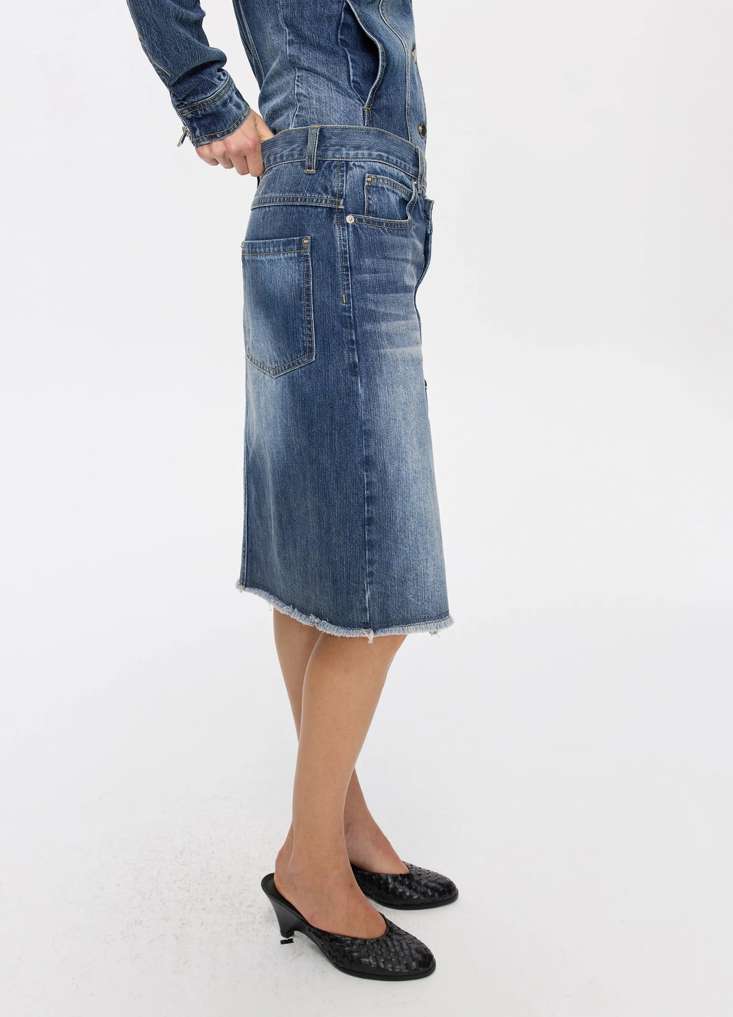 Asymmetric Denim Skirt
