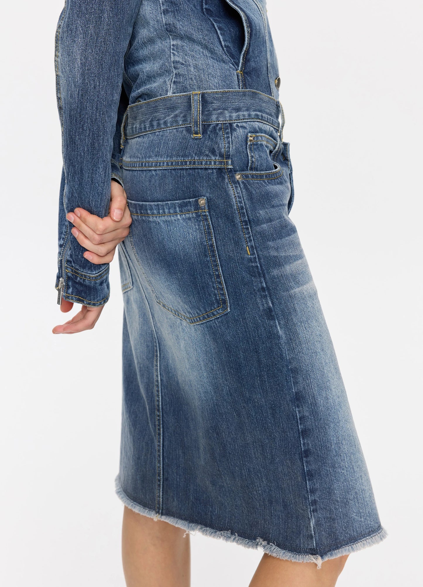 Asymmetric Denim Skirt