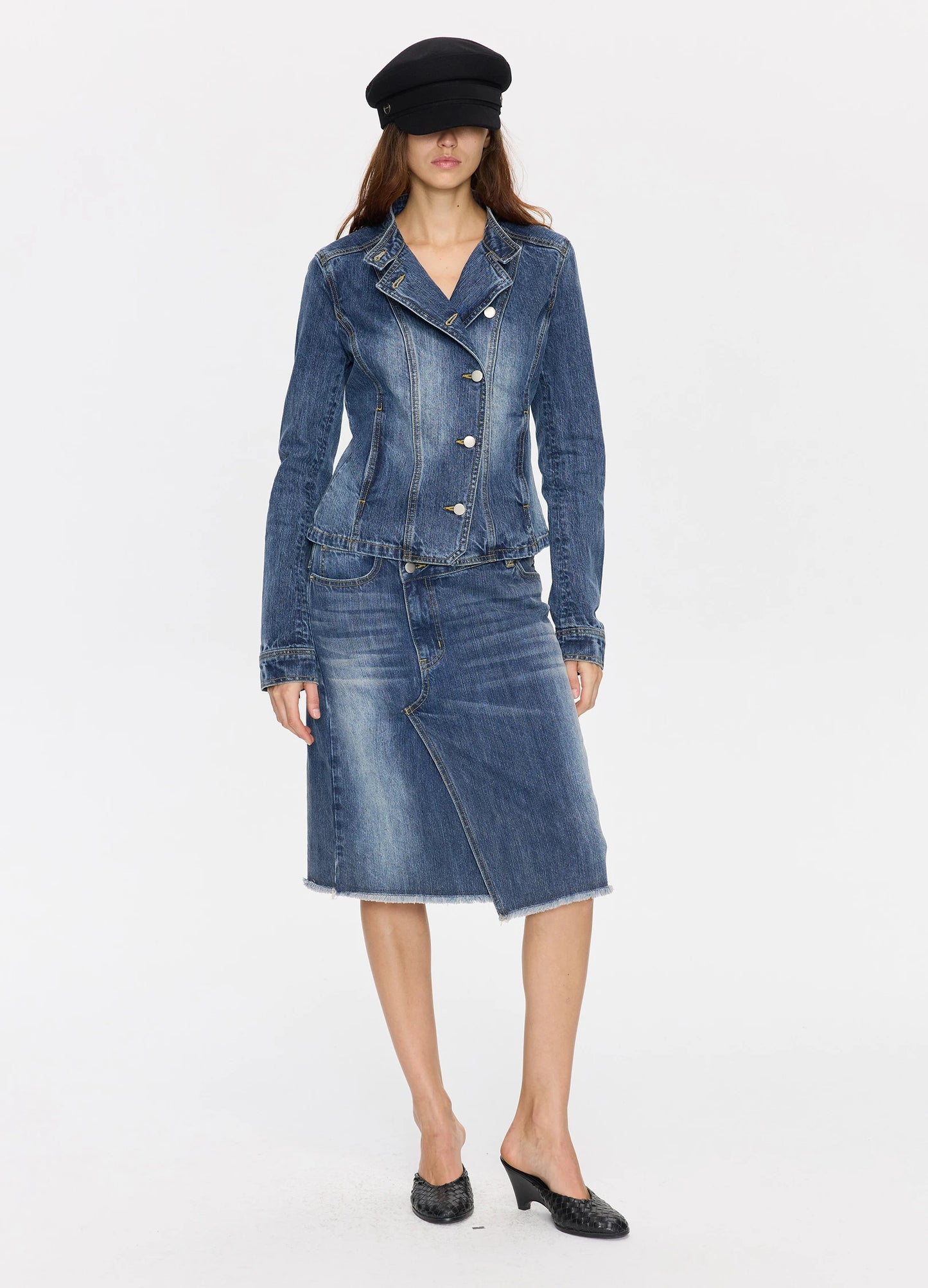 Asymmetric Denim Skirt