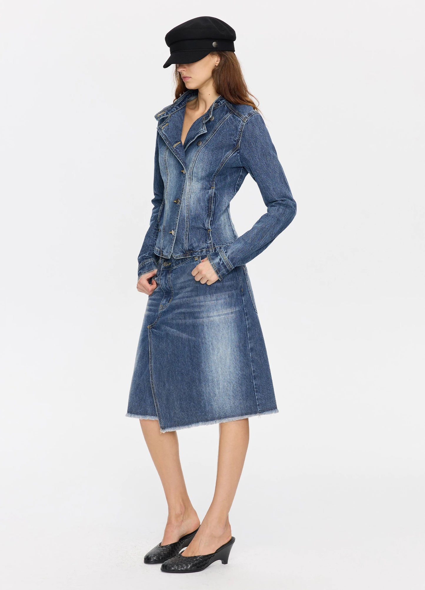 Asymmetric Denim Skirt