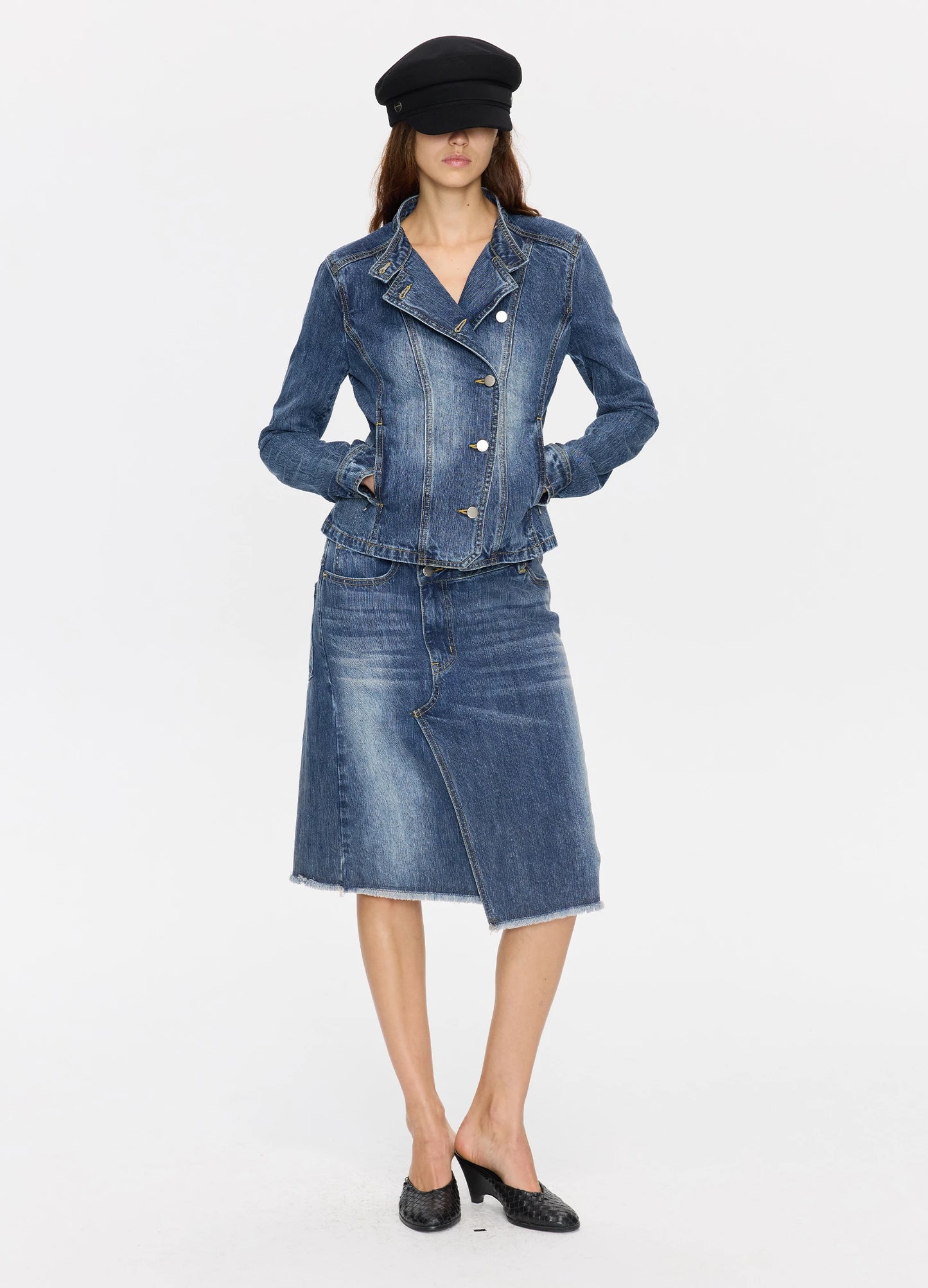 Asymmetric Denim Skirt