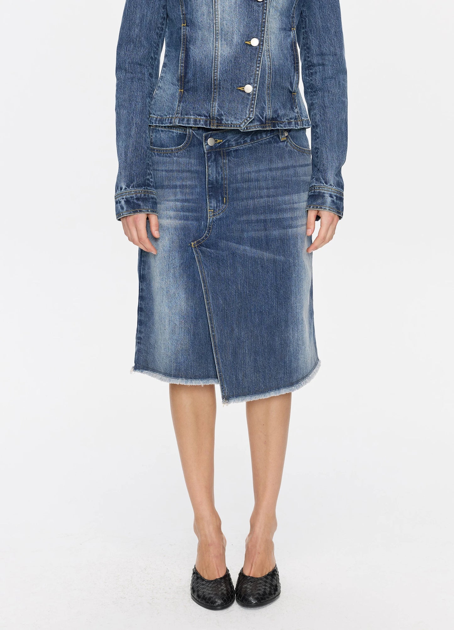 Asymmetric Denim Skirt