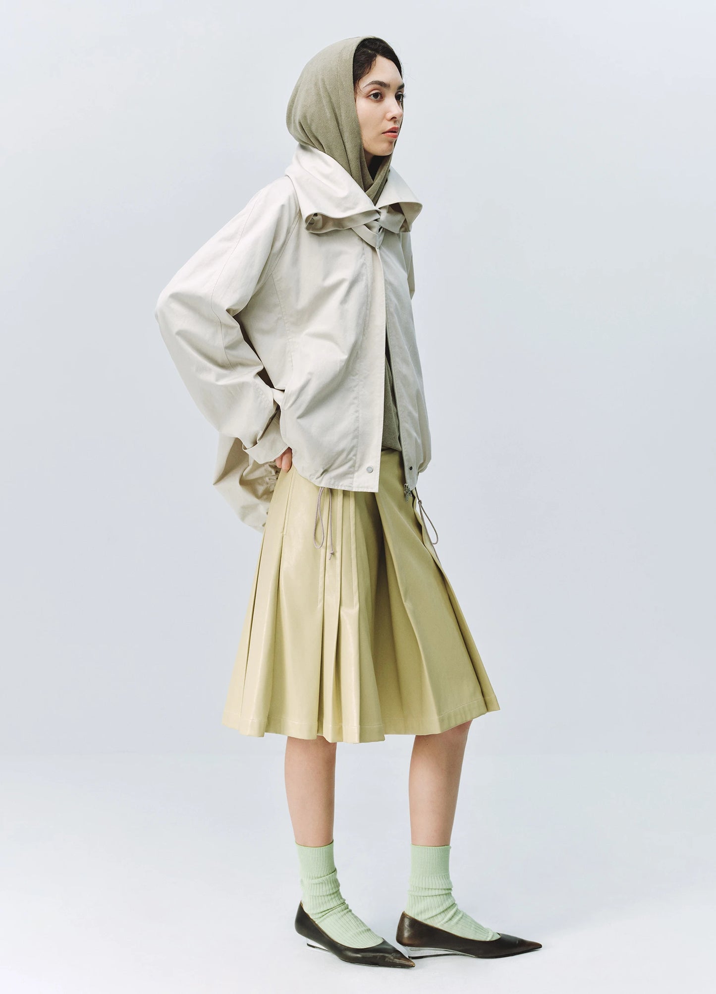 Asymmetric Pleated Skirt