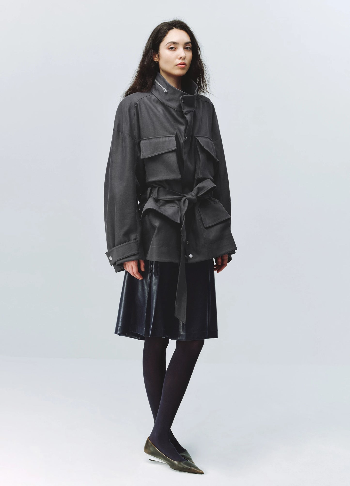Asymmetric Pleated Skirt