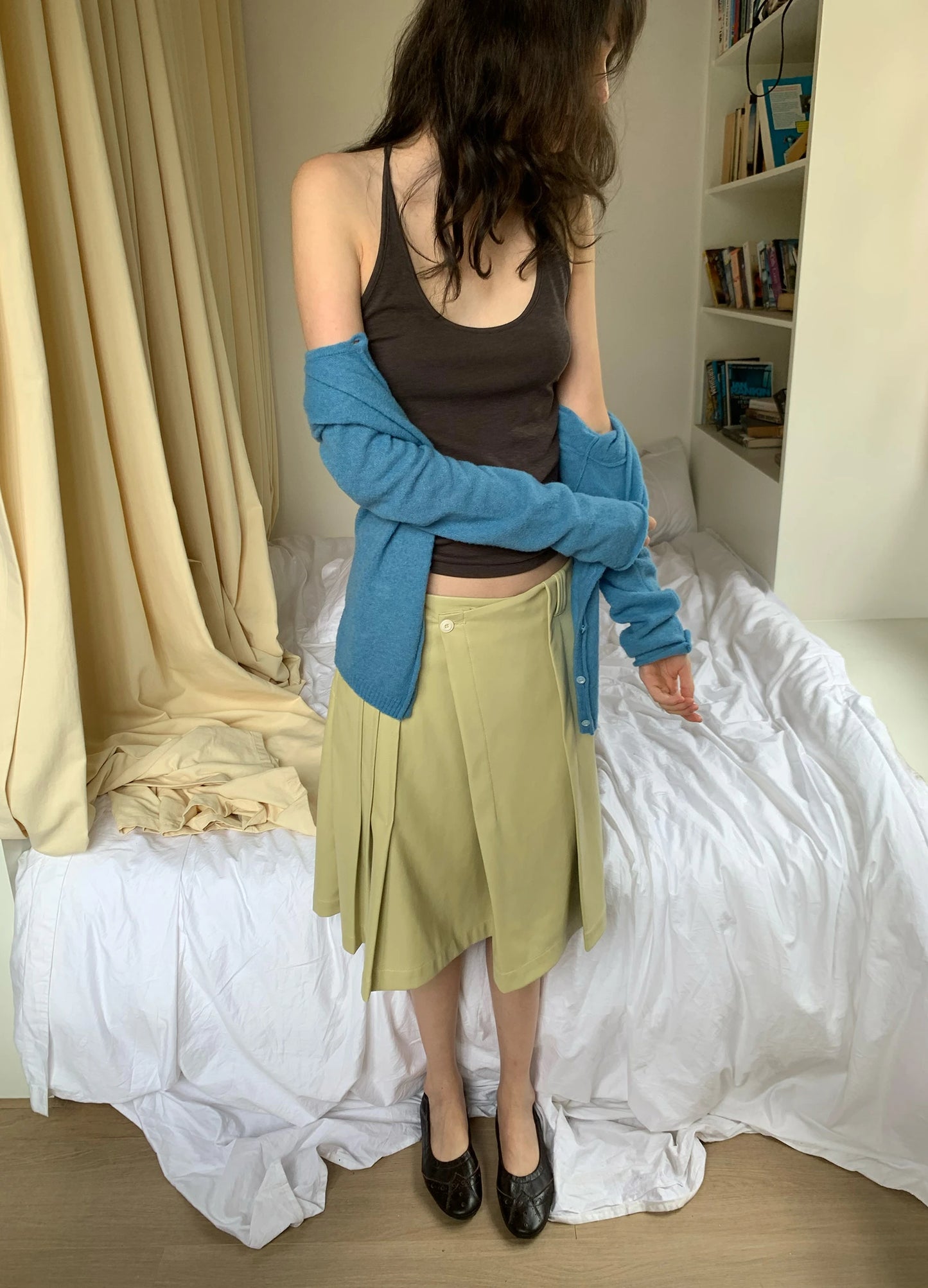 Asymmetric Pleated Skirt