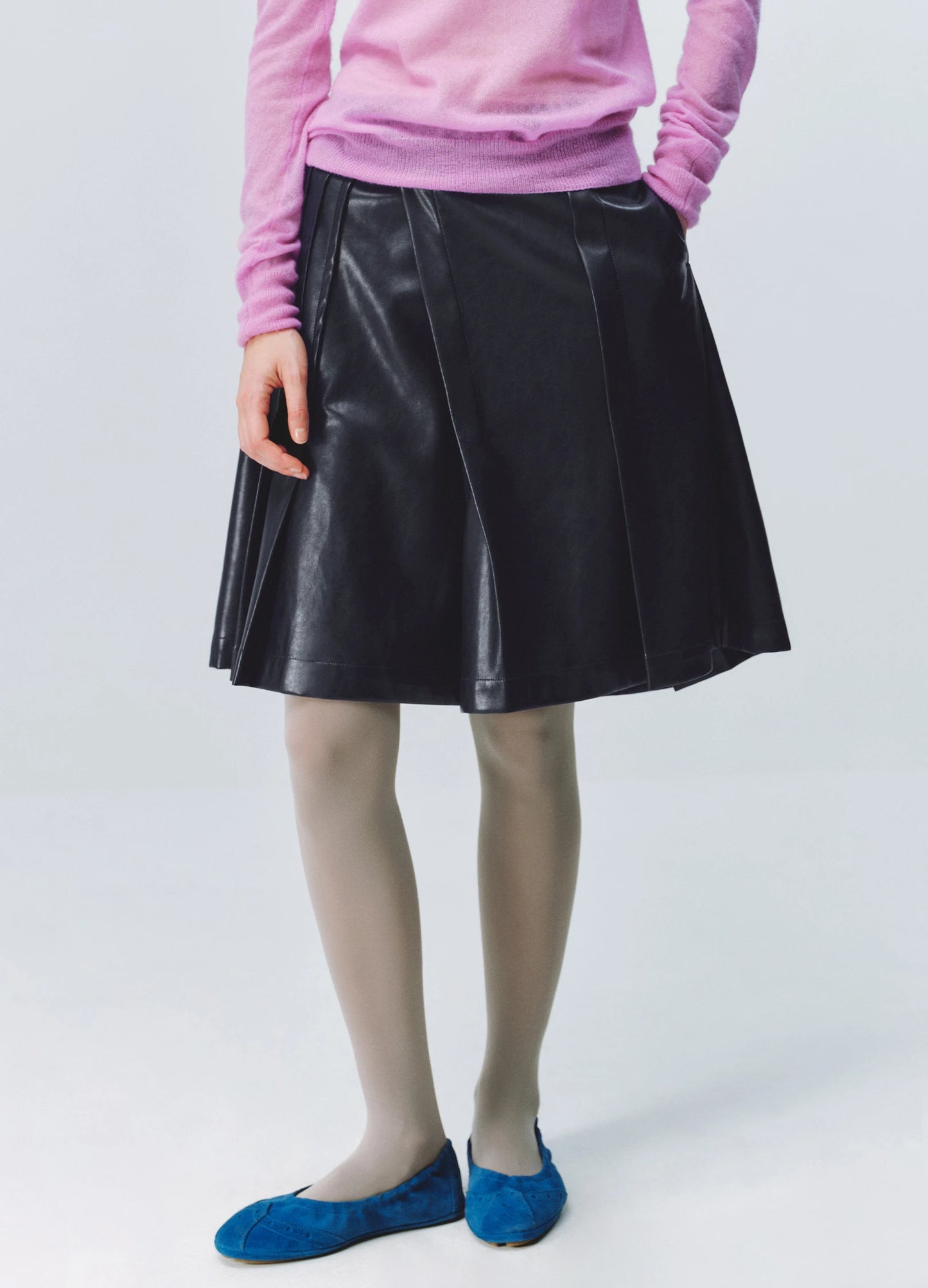 Asymmetric Pleated Skirt