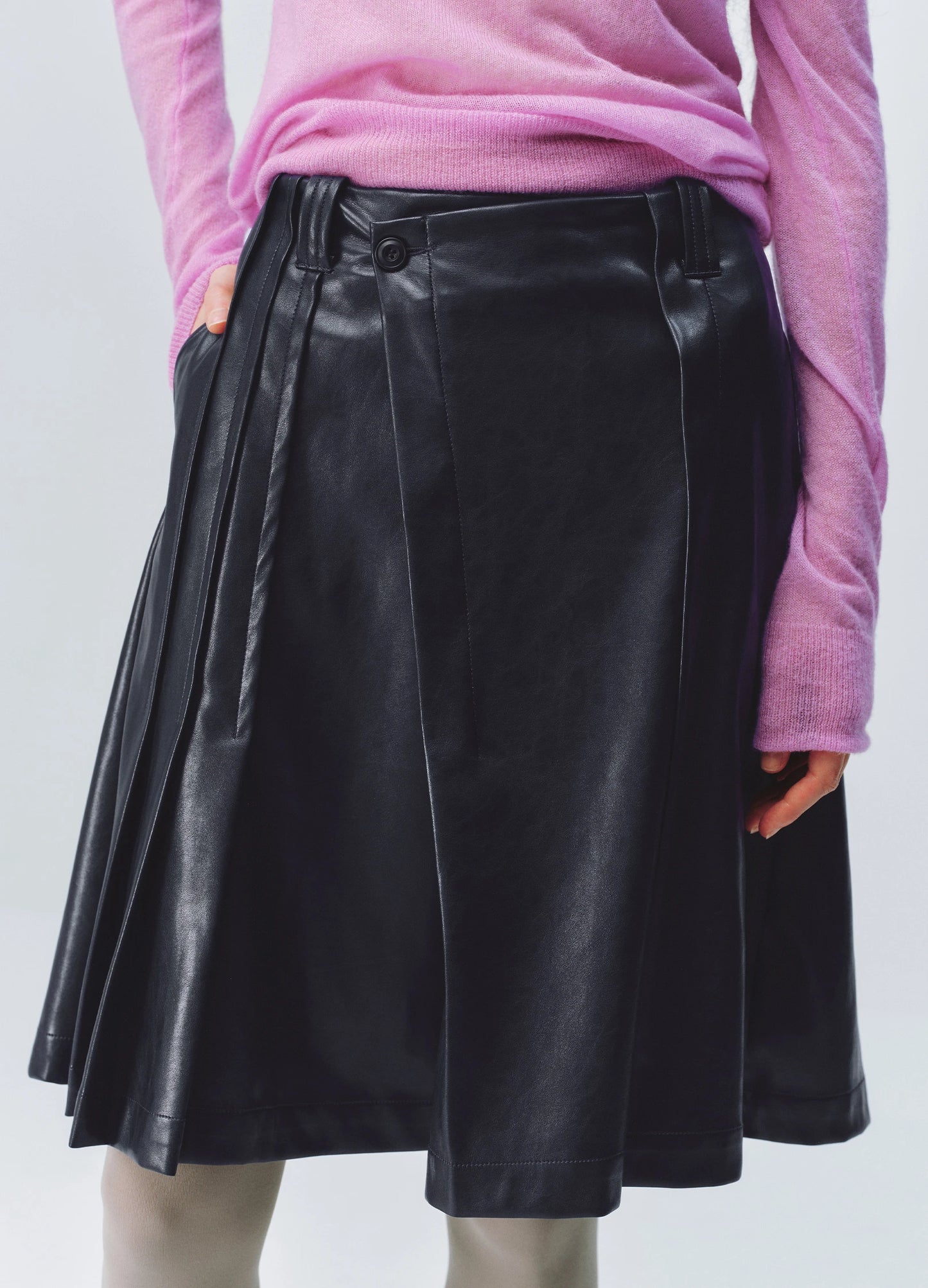 Asymmetric Pleated Skirt