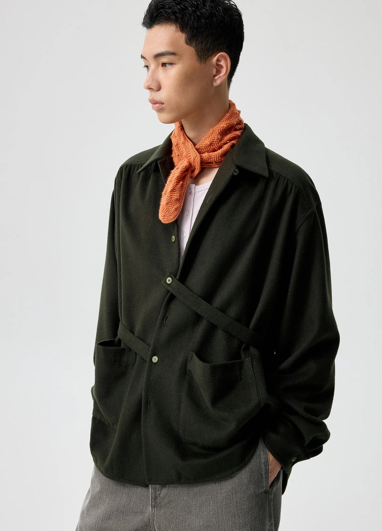 Belted Wool Overshirt