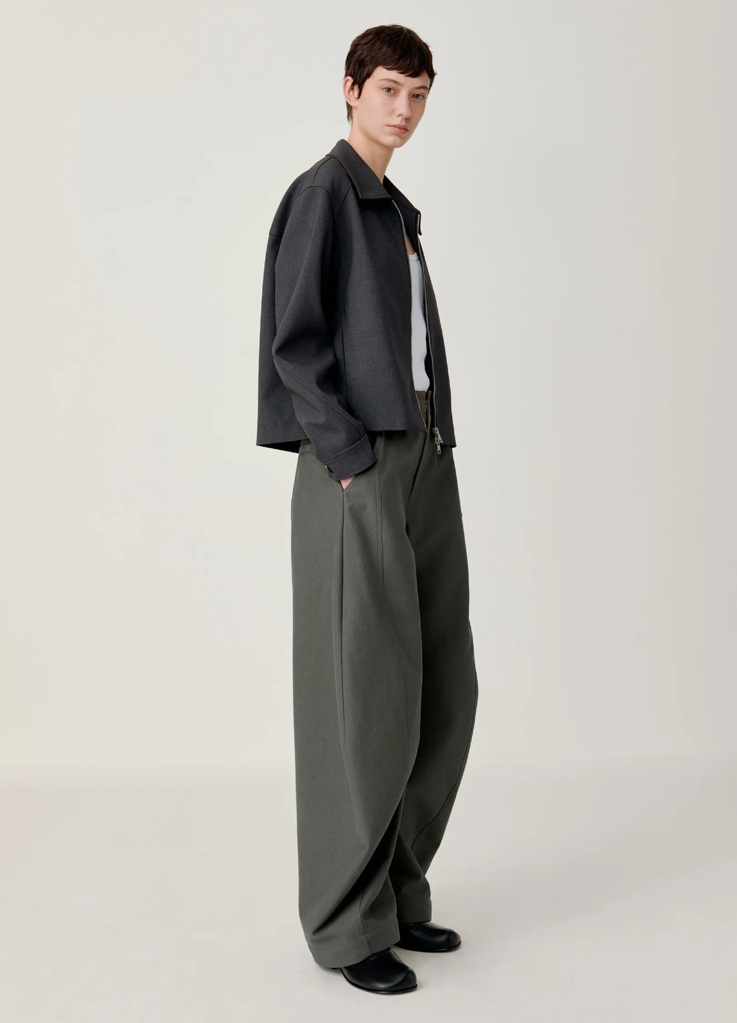 Cropped Lapel Jacket