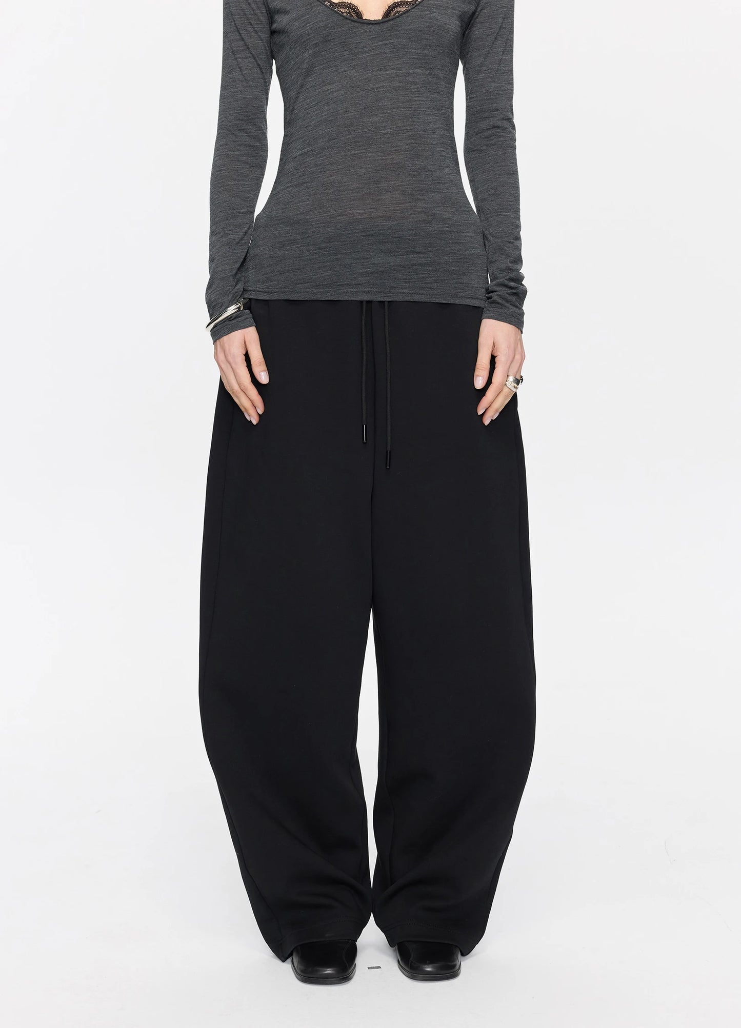 Curved Cotton Sweatpants