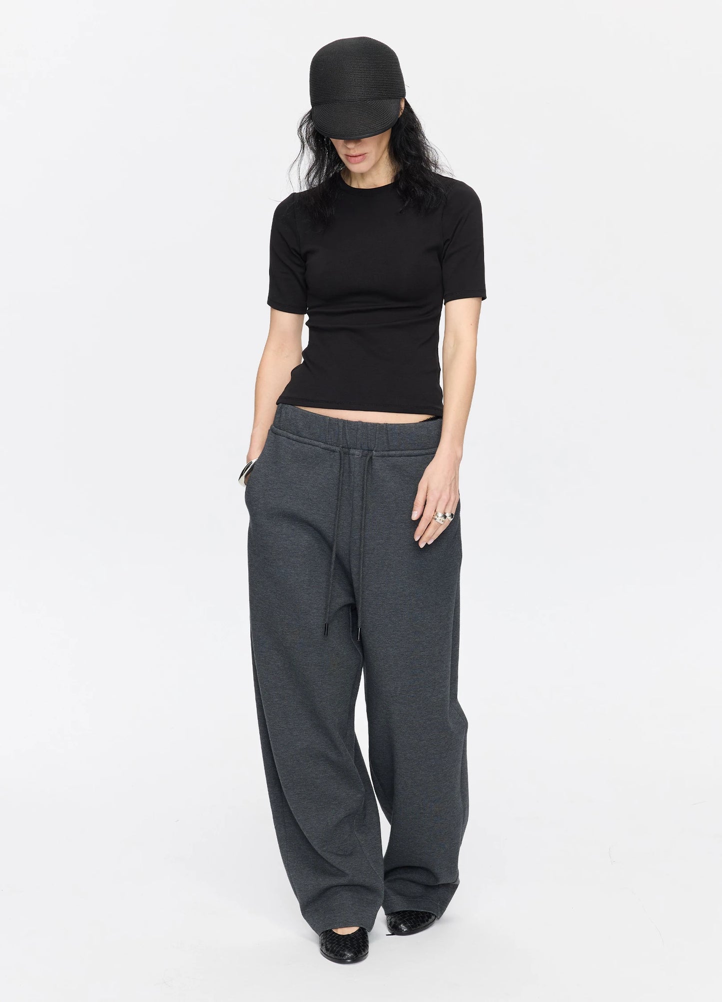 Curved Cotton Sweatpants