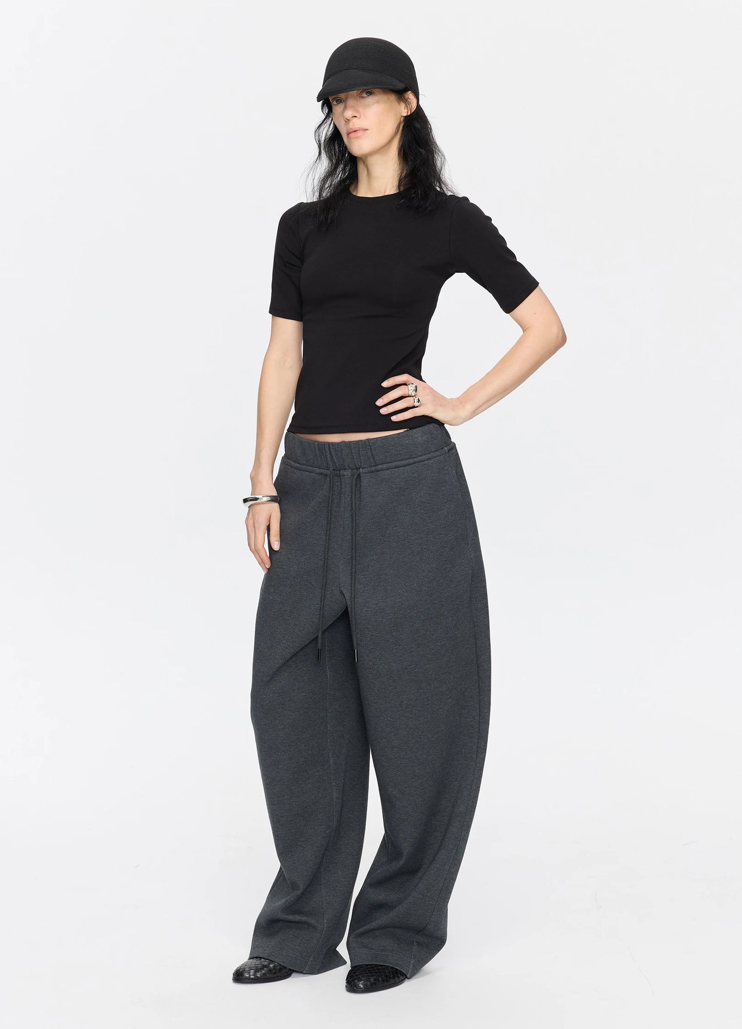 Curved Cotton Sweatpants