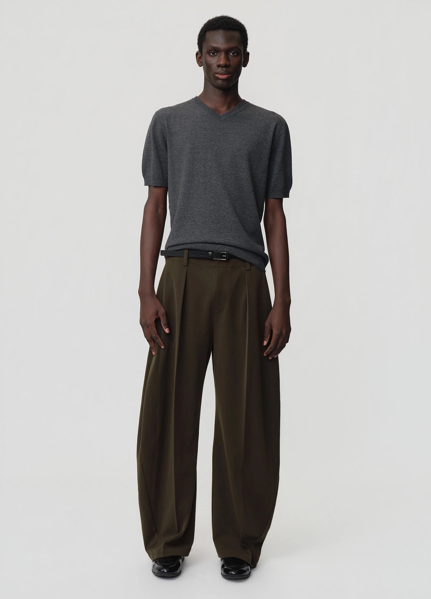 Curved Wool Trousers