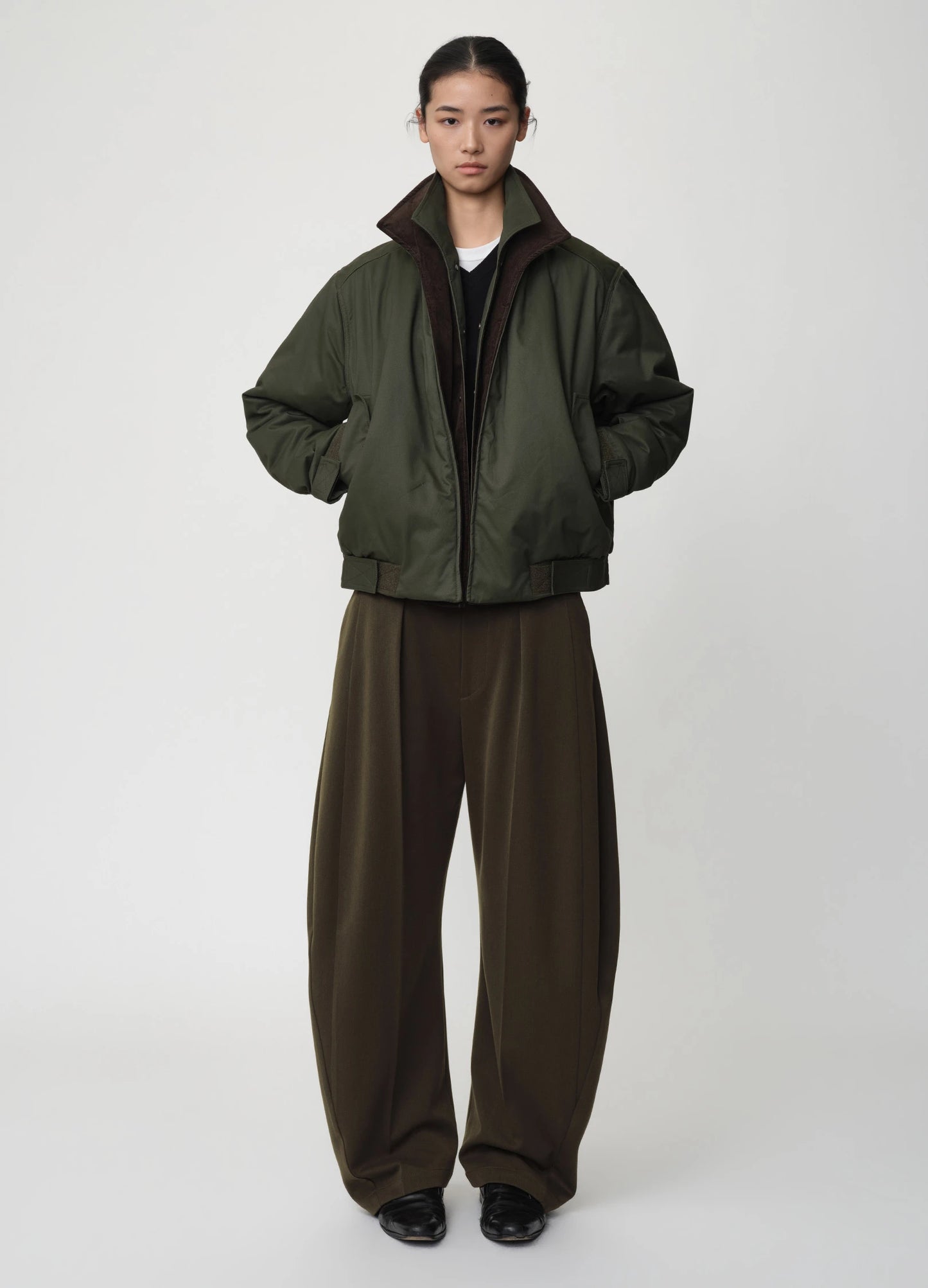 Curved Wool Trousers