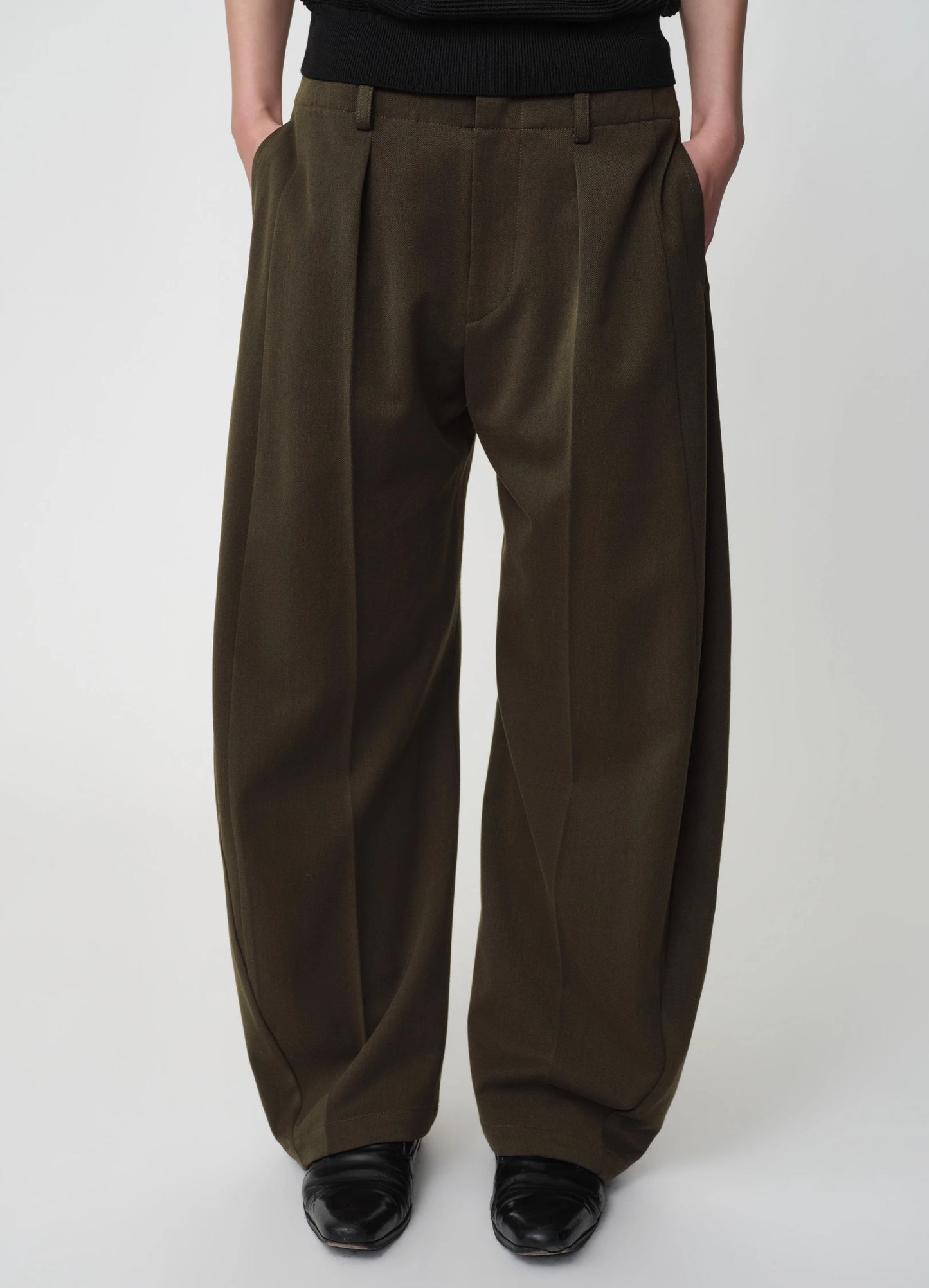 Curved Wool Trousers