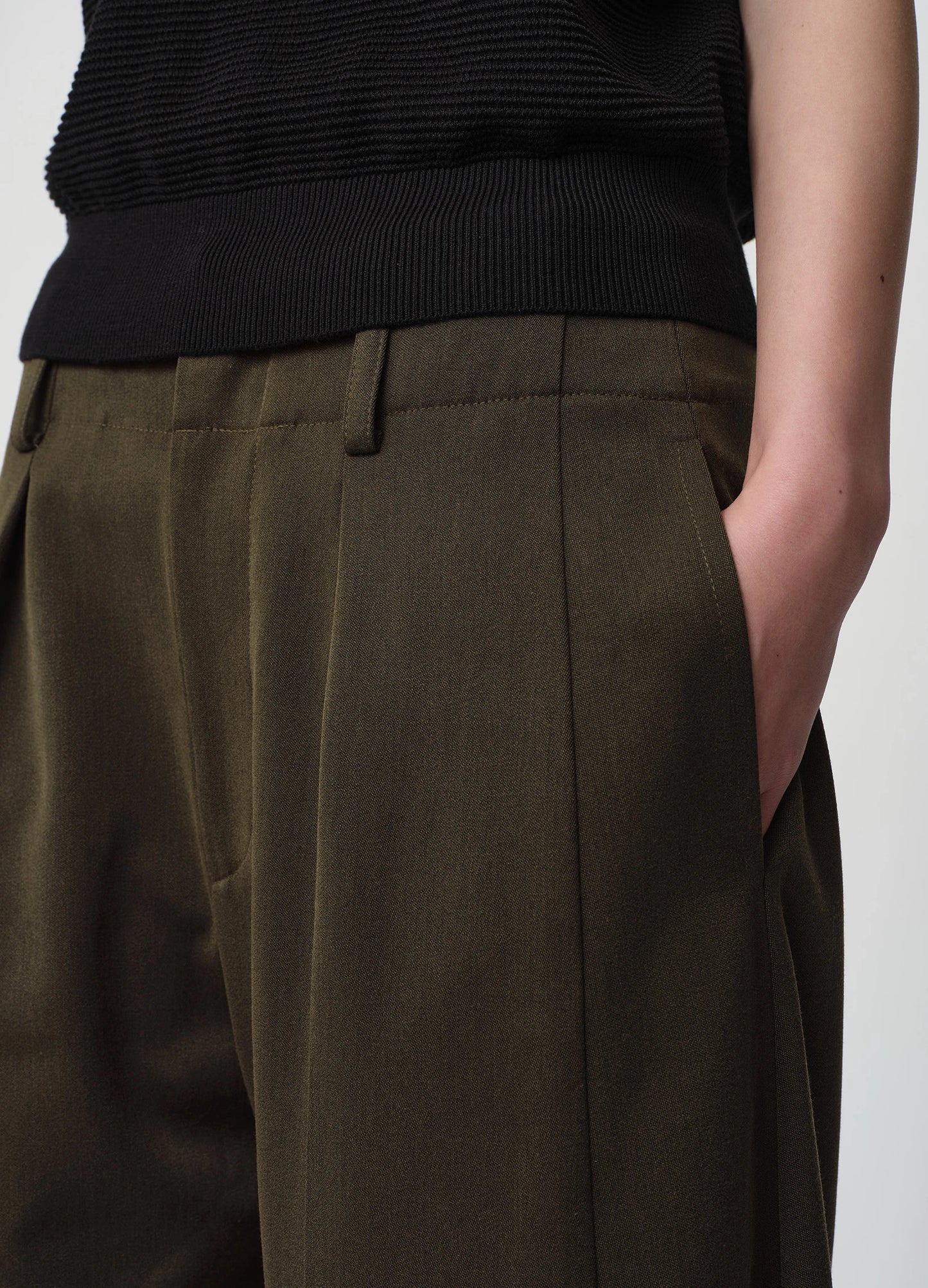 Curved Wool Trousers