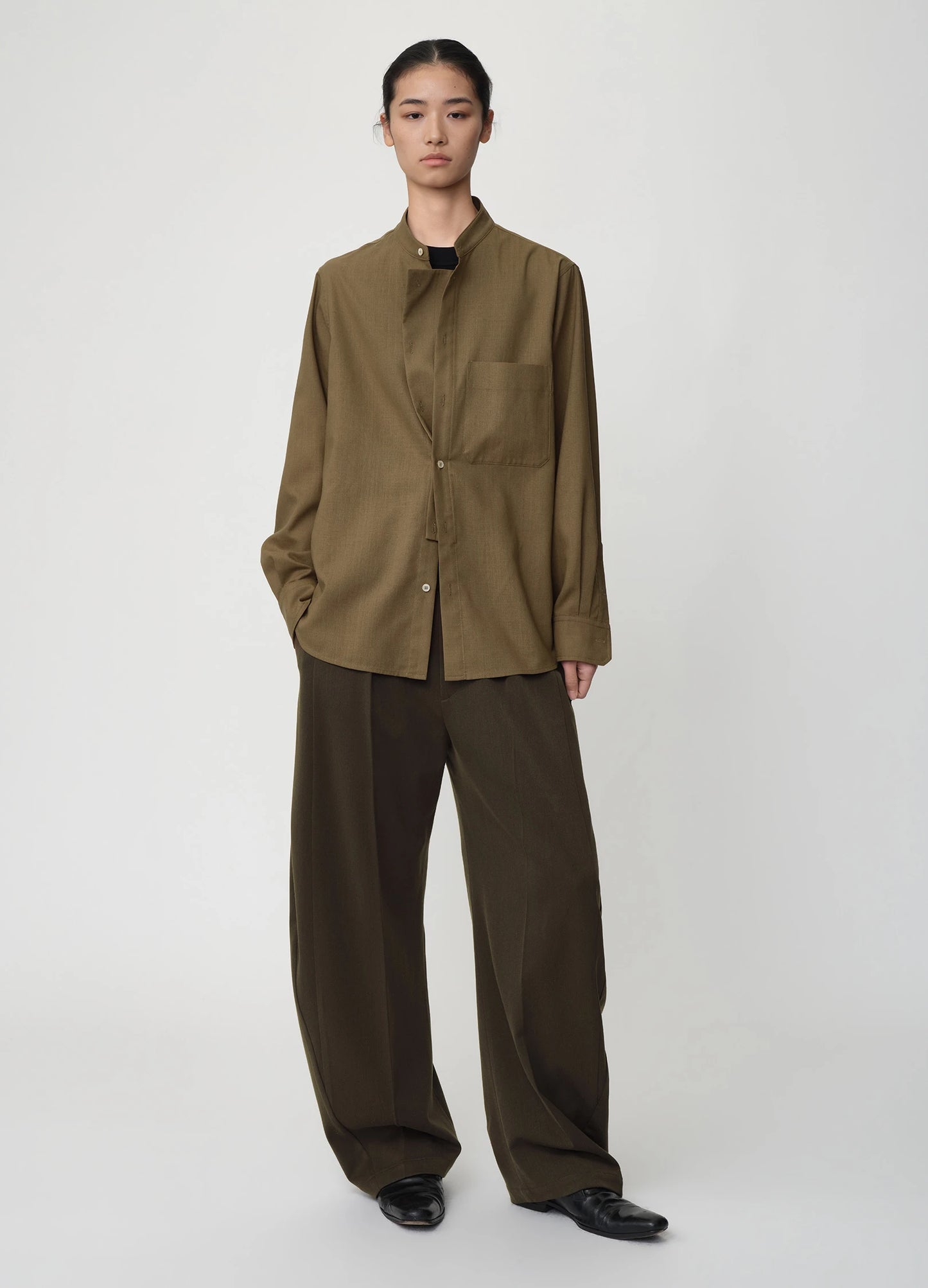 Curved Wool Trousers