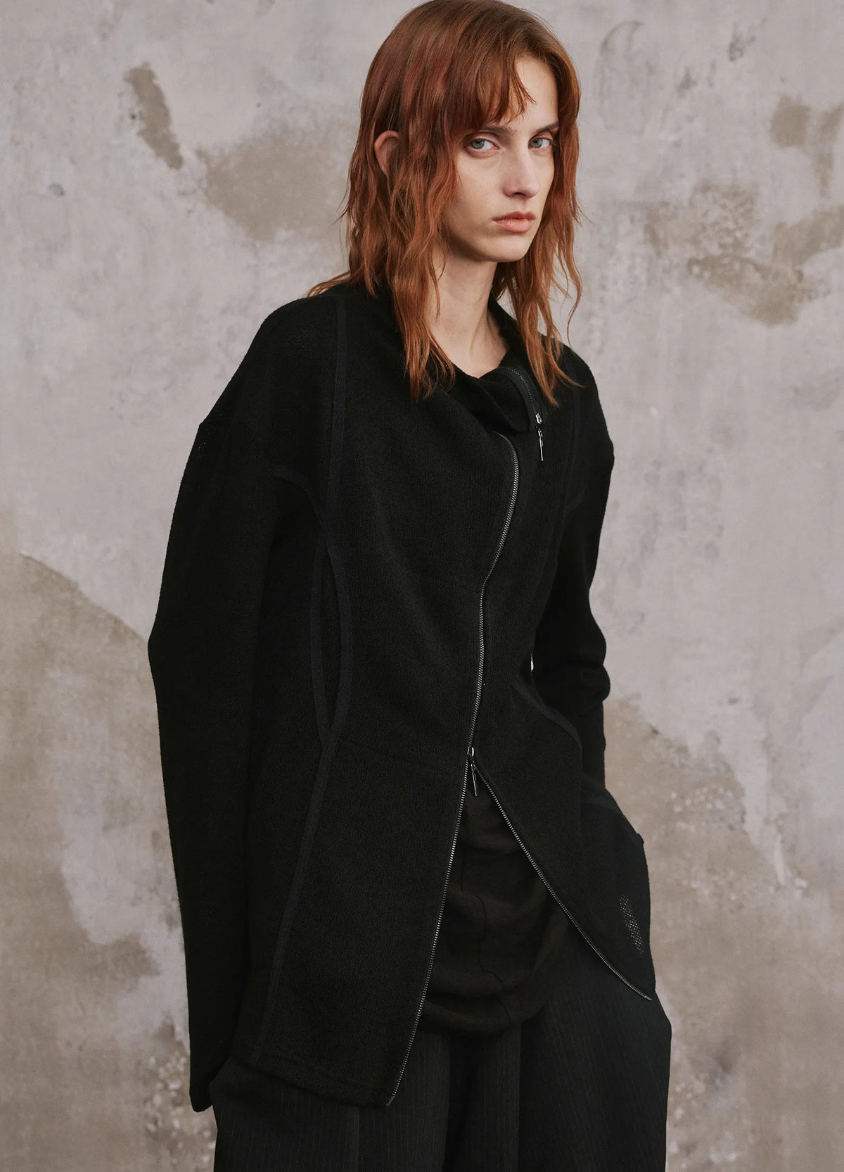 Curved Zip Cardigan
