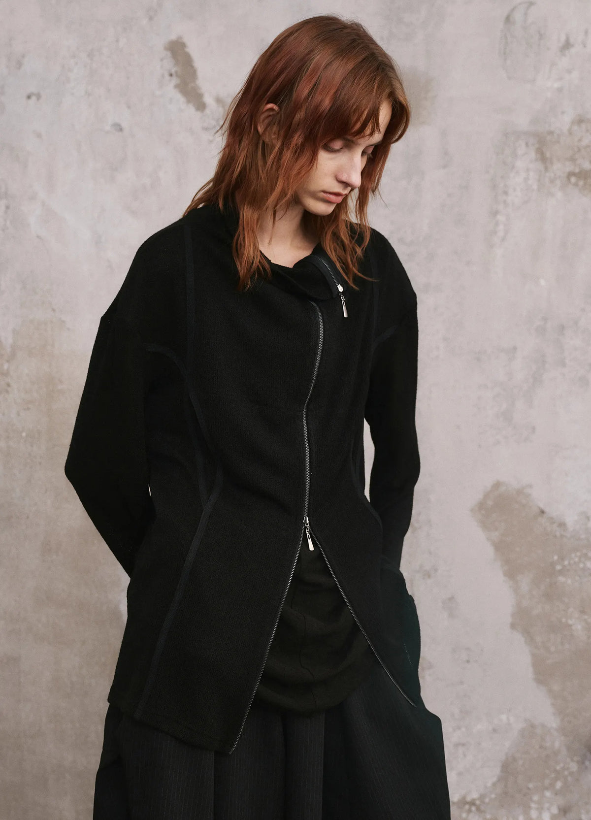 Curved Zip Cardigan