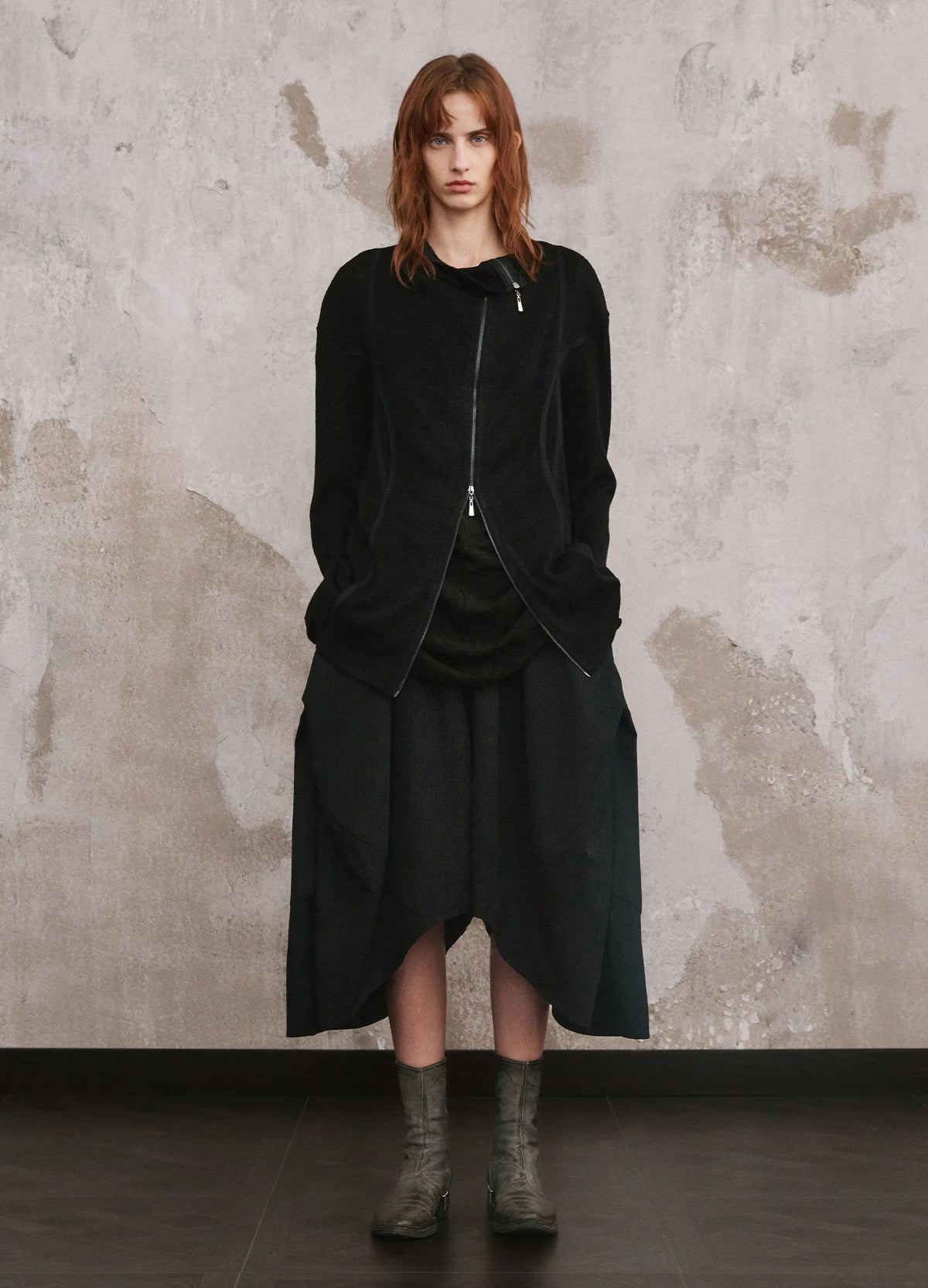 Curved Zip Cardigan