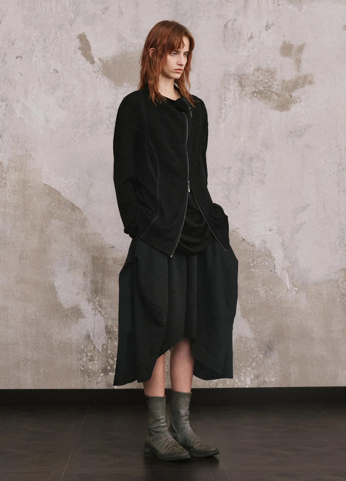 Curved Zip Cardigan