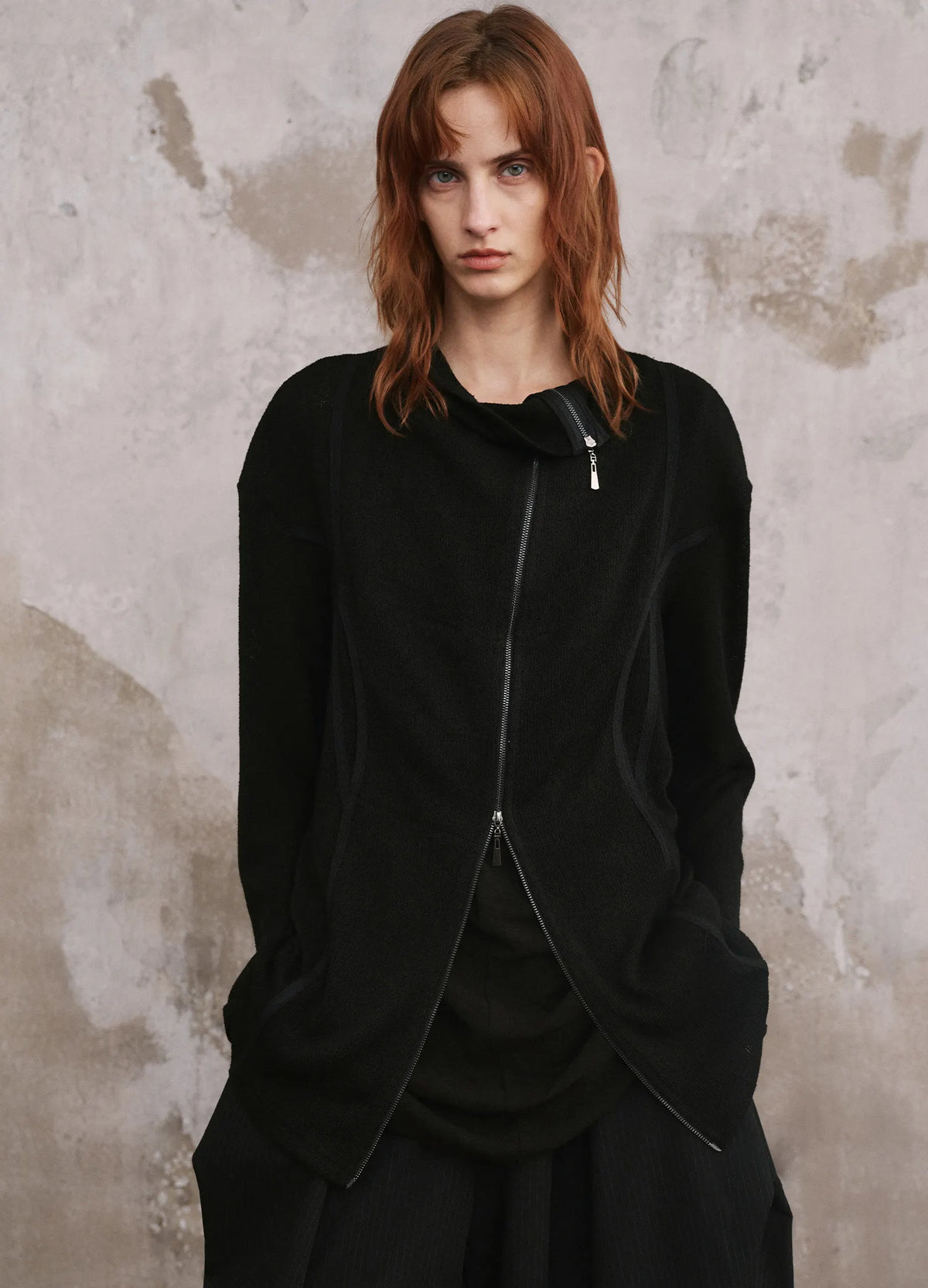 Curved Zip Cardigan