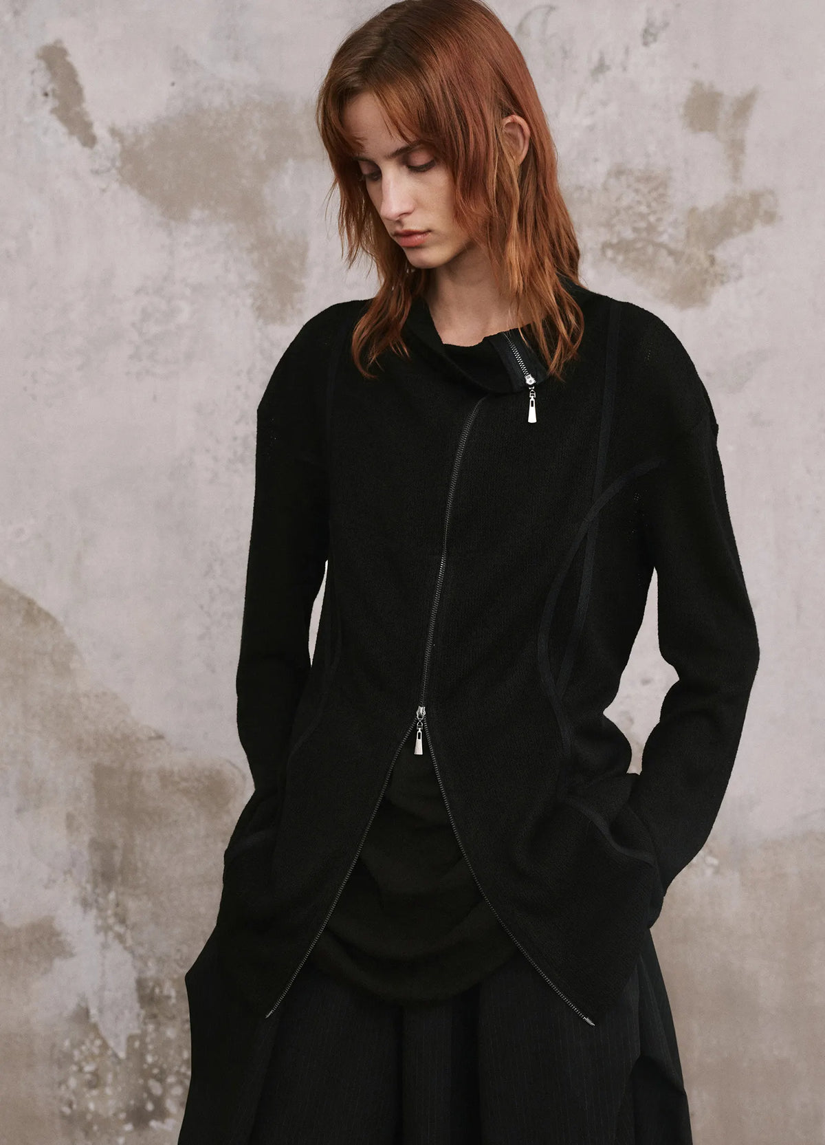Curved Zip Cardigan