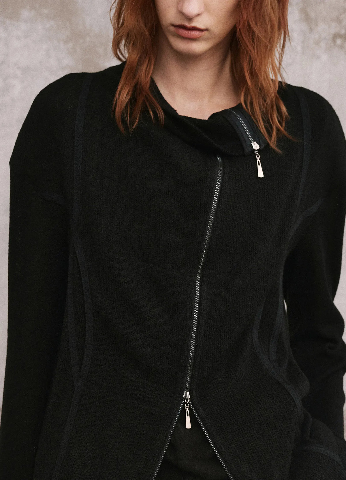 Curved Zip Cardigan