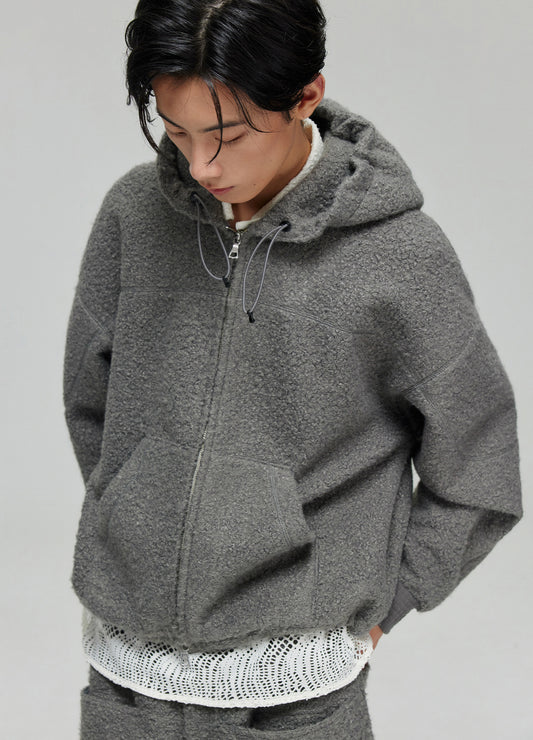 Double Zip Fleece Hooded Jacket
