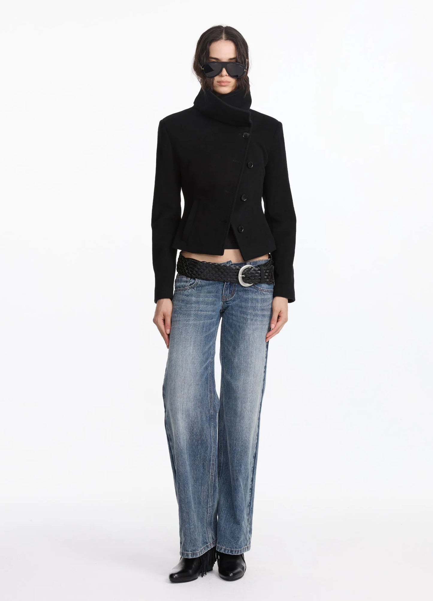 Distressed Low-Rise Denims