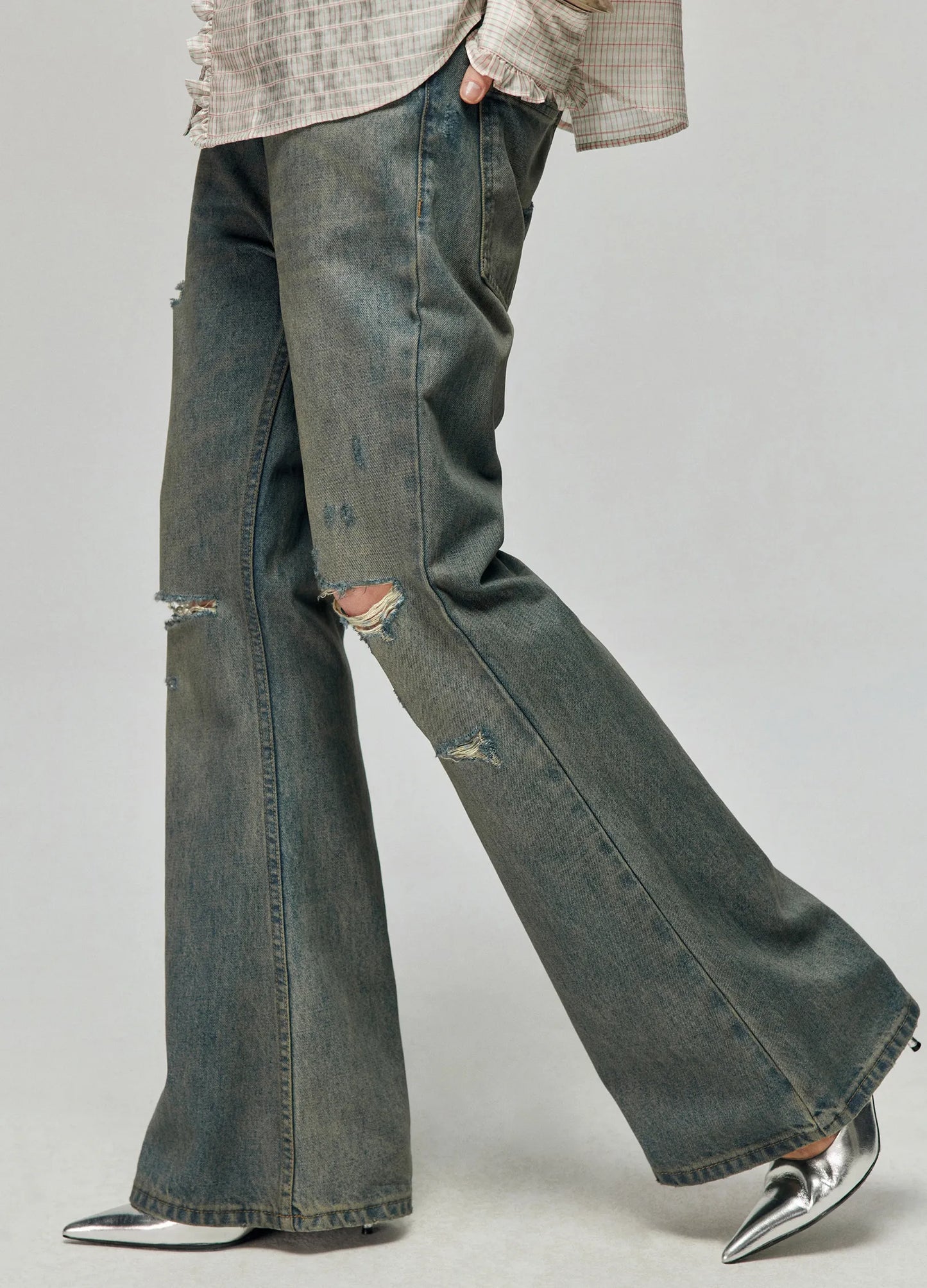 Distressed Wide Flares