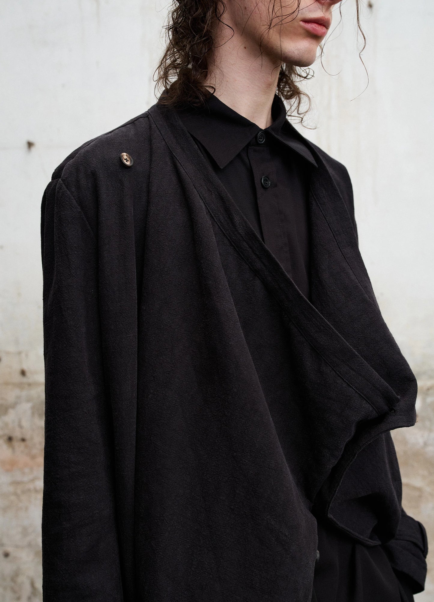 Draped Collar Trench