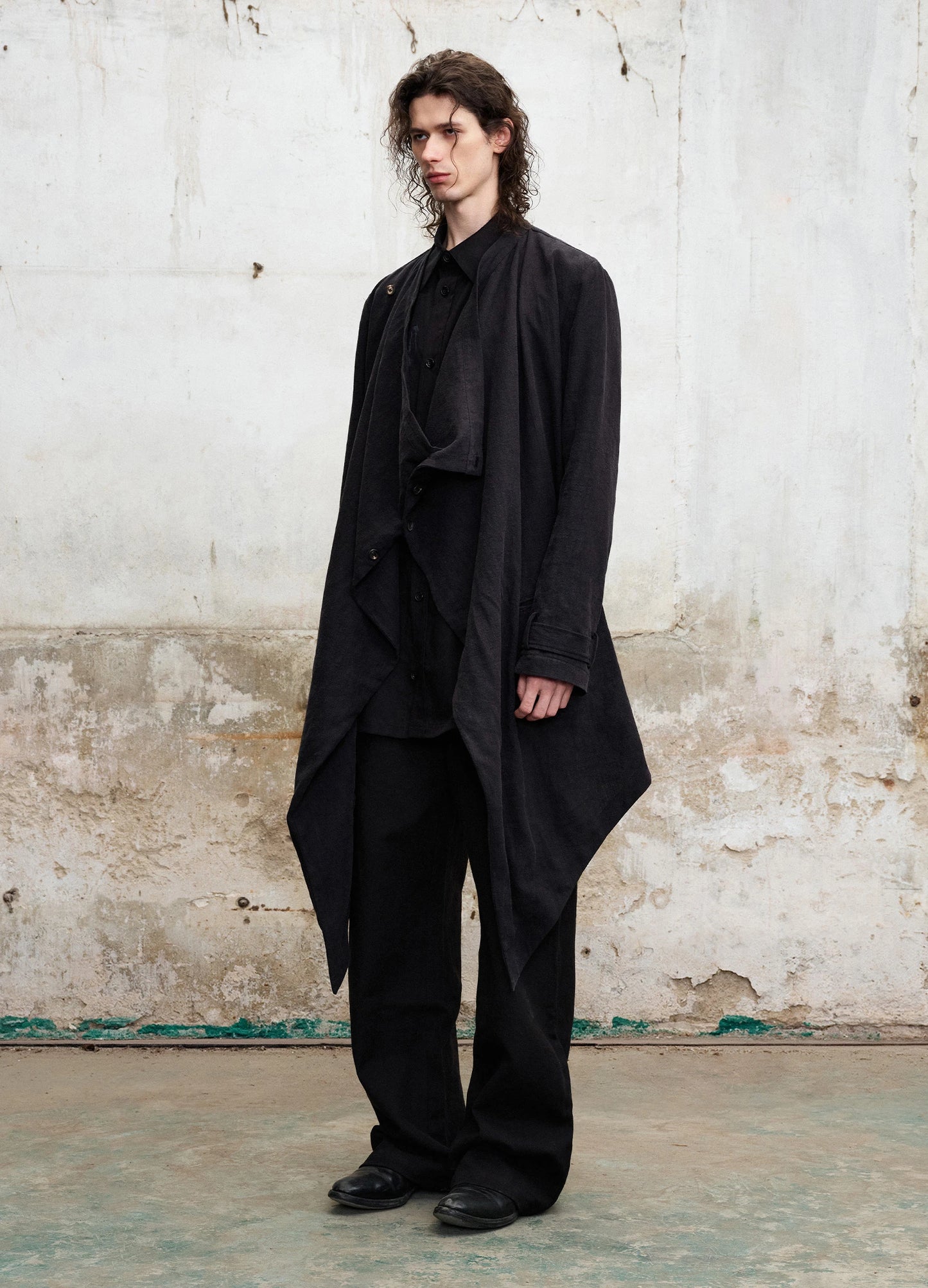 Draped Collar Trench