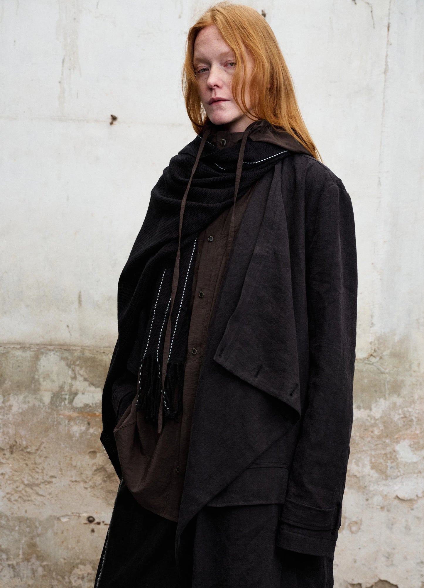 Draped Collar Trench